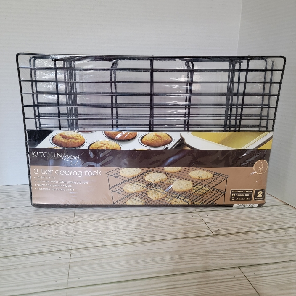 Kitchen Living 3 Tier Cooling/Baking Rack Collapsible Non Stick Finish